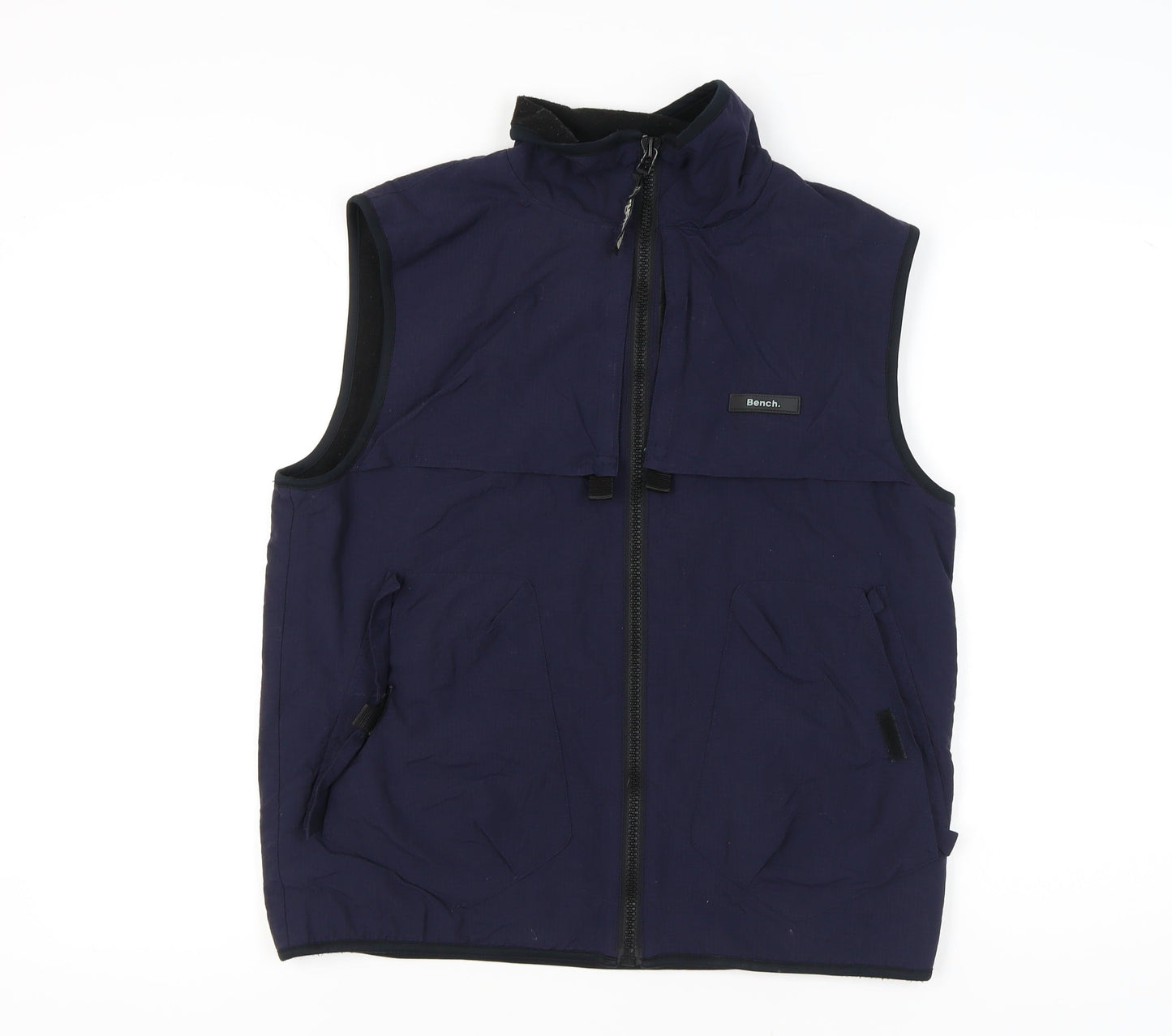 Bench Men's Blue Waistcoat Vest L Full Zip Pockets Casual
