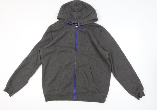 Lee Cooper Mens Grey Full Zip Hoodie Size L Hooded Sweatshirt