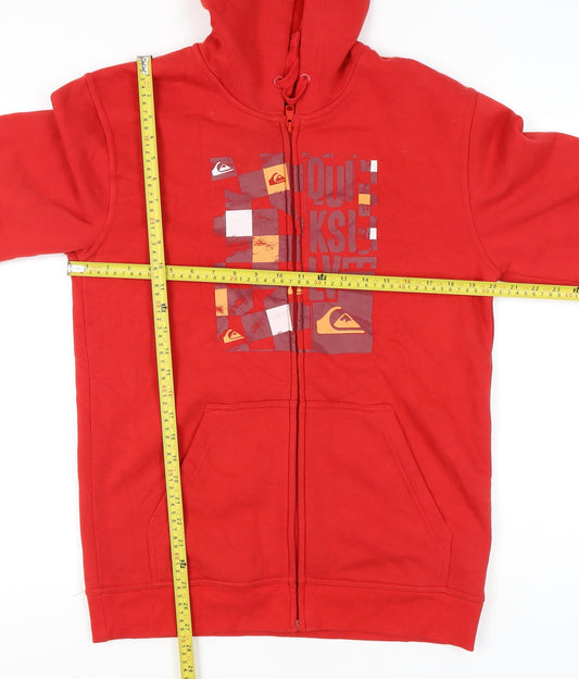 Quiksilver Men’s Red Full Zip Hoodie M Graphic Print Sportswear