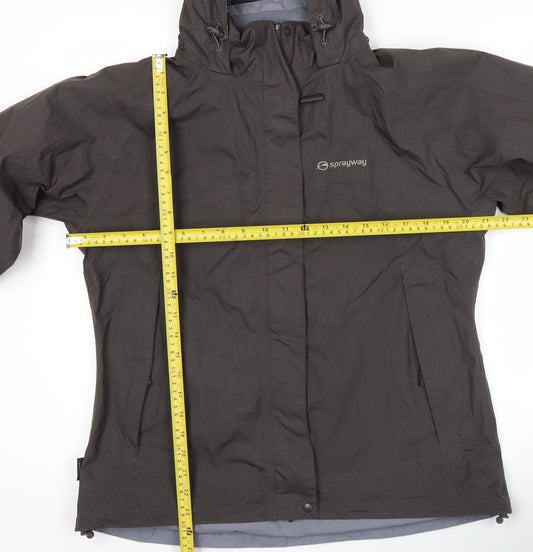 Sprayway Womens Brown Waterproof Rain Coat Jacket UK 12 Hooded Outdoor