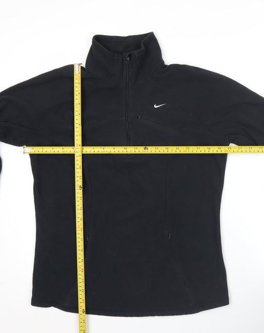 Nike Women Black L Fleece Sweatshirt 1/2 Zip Therma Fit Top