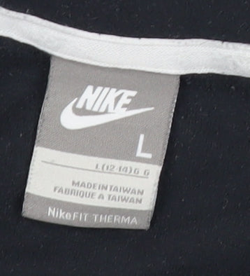 Nike Women Black L Fleece Sweatshirt 1/2 Zip Therma Fit Top