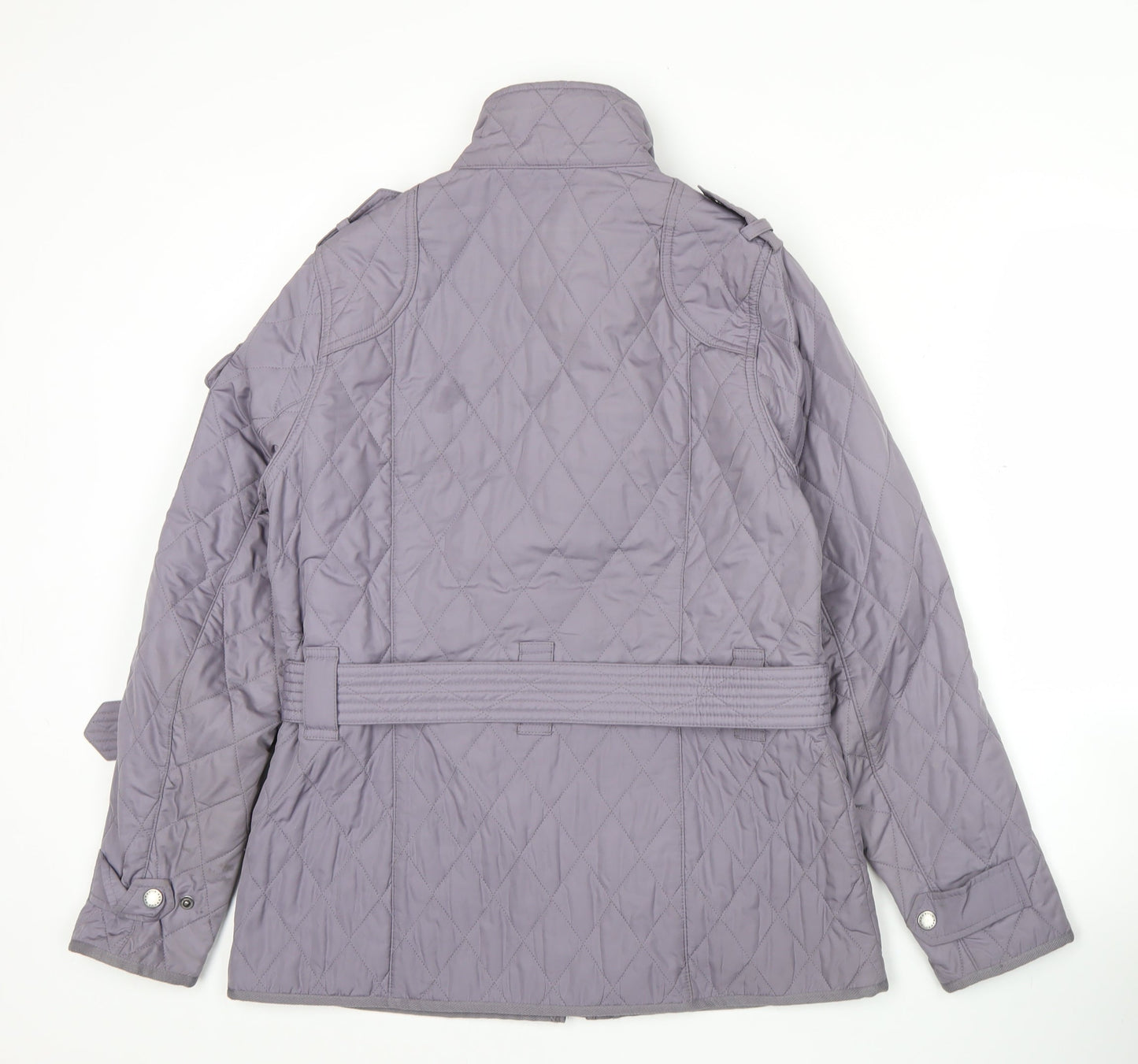 Barbour Women Purple Quilted Belted Motorcycle Jacket Size 12