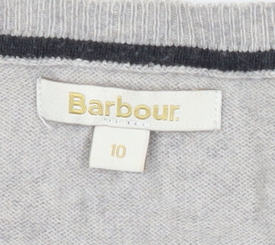 Barbour Womens Grey Cashmere V-Neck Jumper Size 10