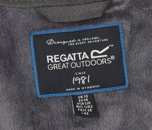 Regatta Womens Grey Hooded Full Zip Jacket Size 10 UK Casual Outdoor