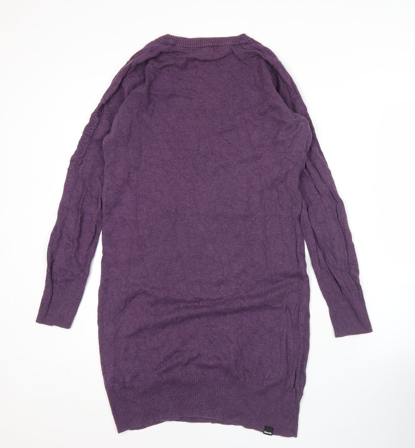 Bench Womens Purple Tunic Jumper Dress L Long Sleeve V-Neck Knit