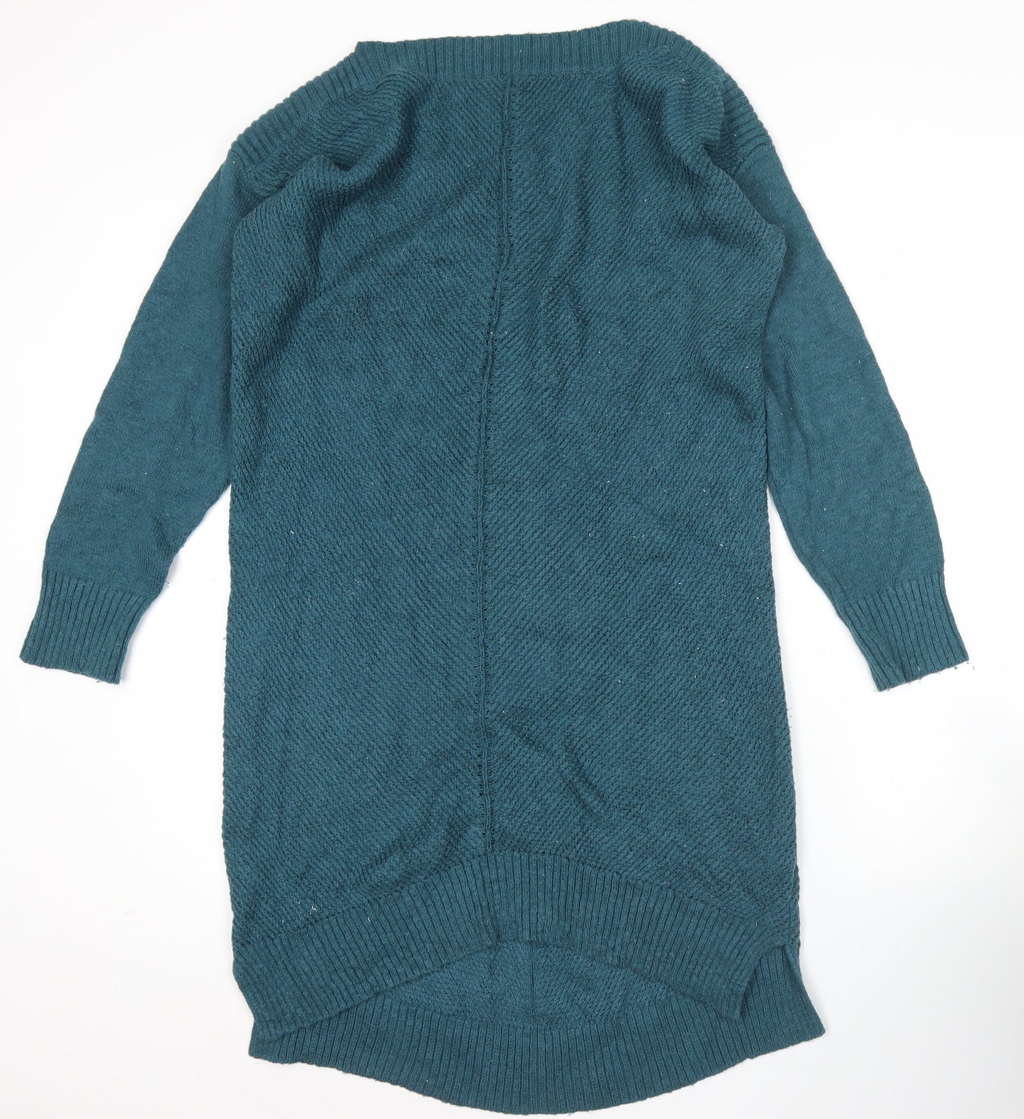 Fat Face Womens Green Tunic Jumper Size 14 Cotton Knit Long Sleeve