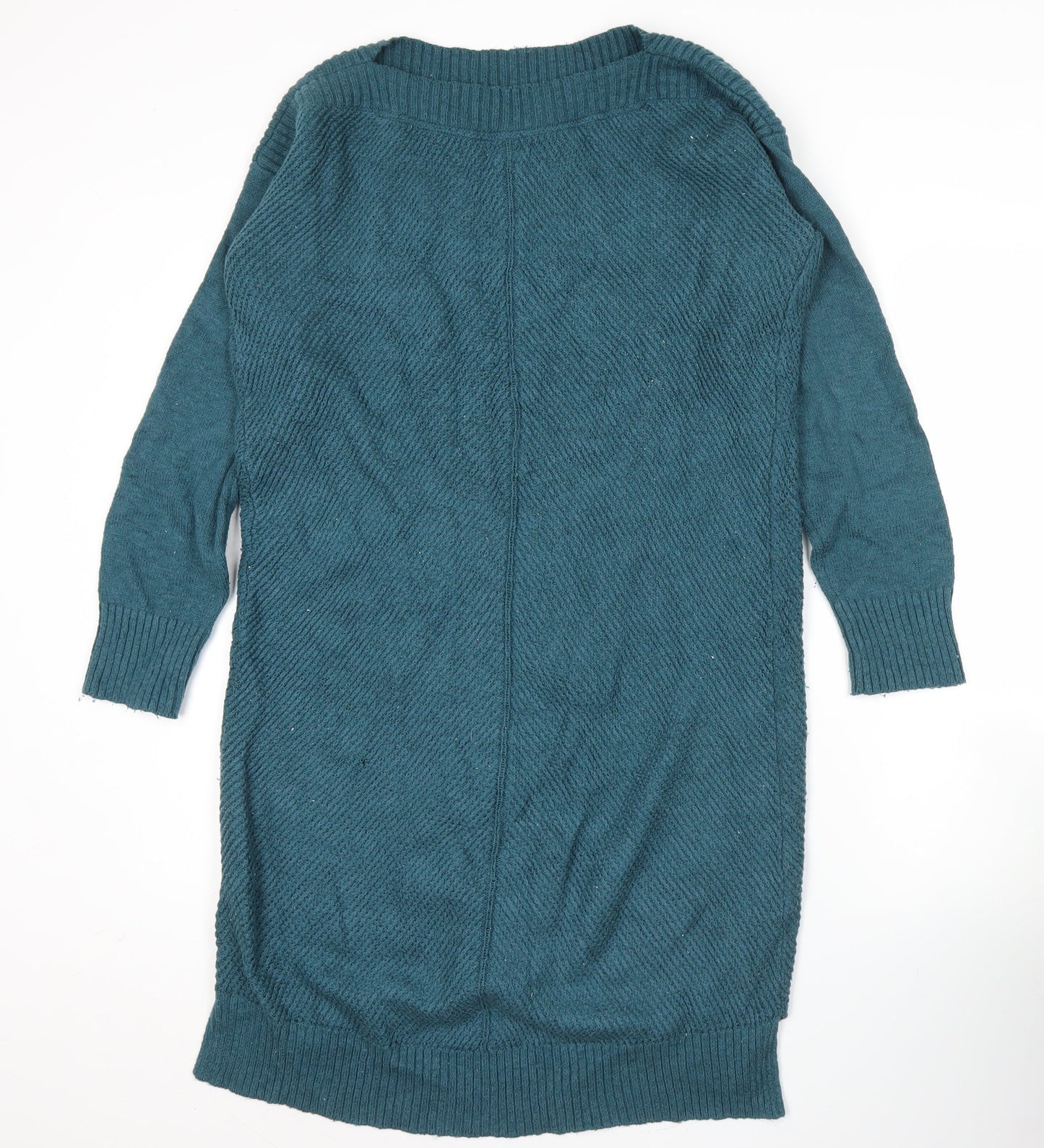 Fat Face Womens Green Tunic Jumper Size 14 Cotton Knit Long Sleeve