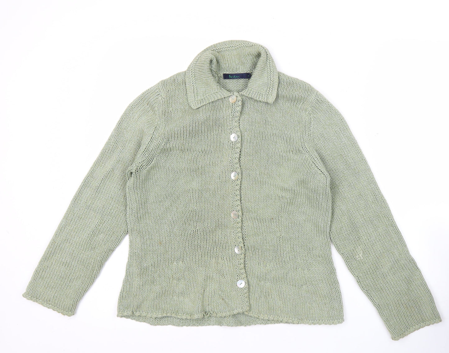 Boden Women’s Green Silk Cotton Collared Cardigan Size 14