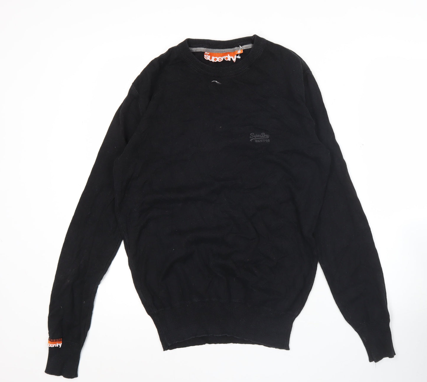 Superdry Men’s Black Cotton Pullover Jumper Size S Crew Neck