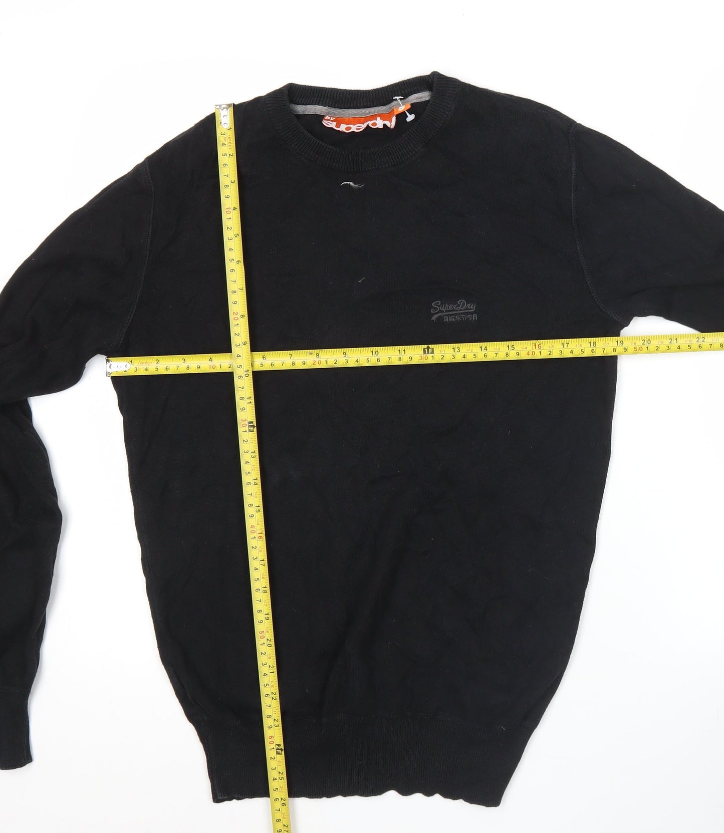 Superdry Men’s Black Cotton Pullover Jumper Size S Crew Neck