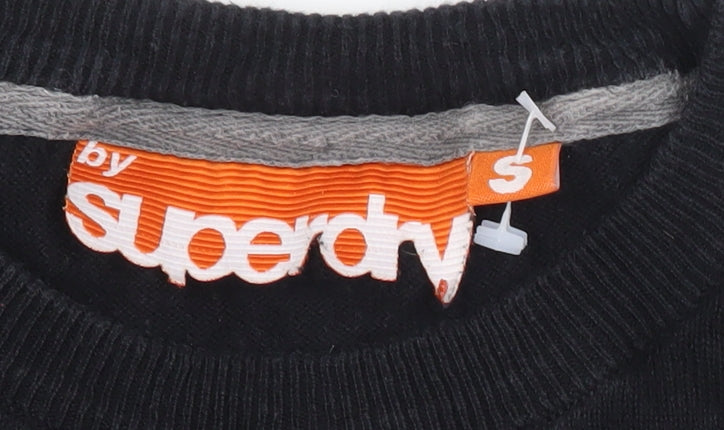 Superdry Men’s Black Cotton Pullover Jumper Size S Crew Neck