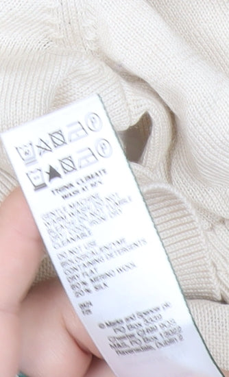 Jaeger Men’s Beige Merino Wool Silk Pullover Jumper 2XL Short Sleeve