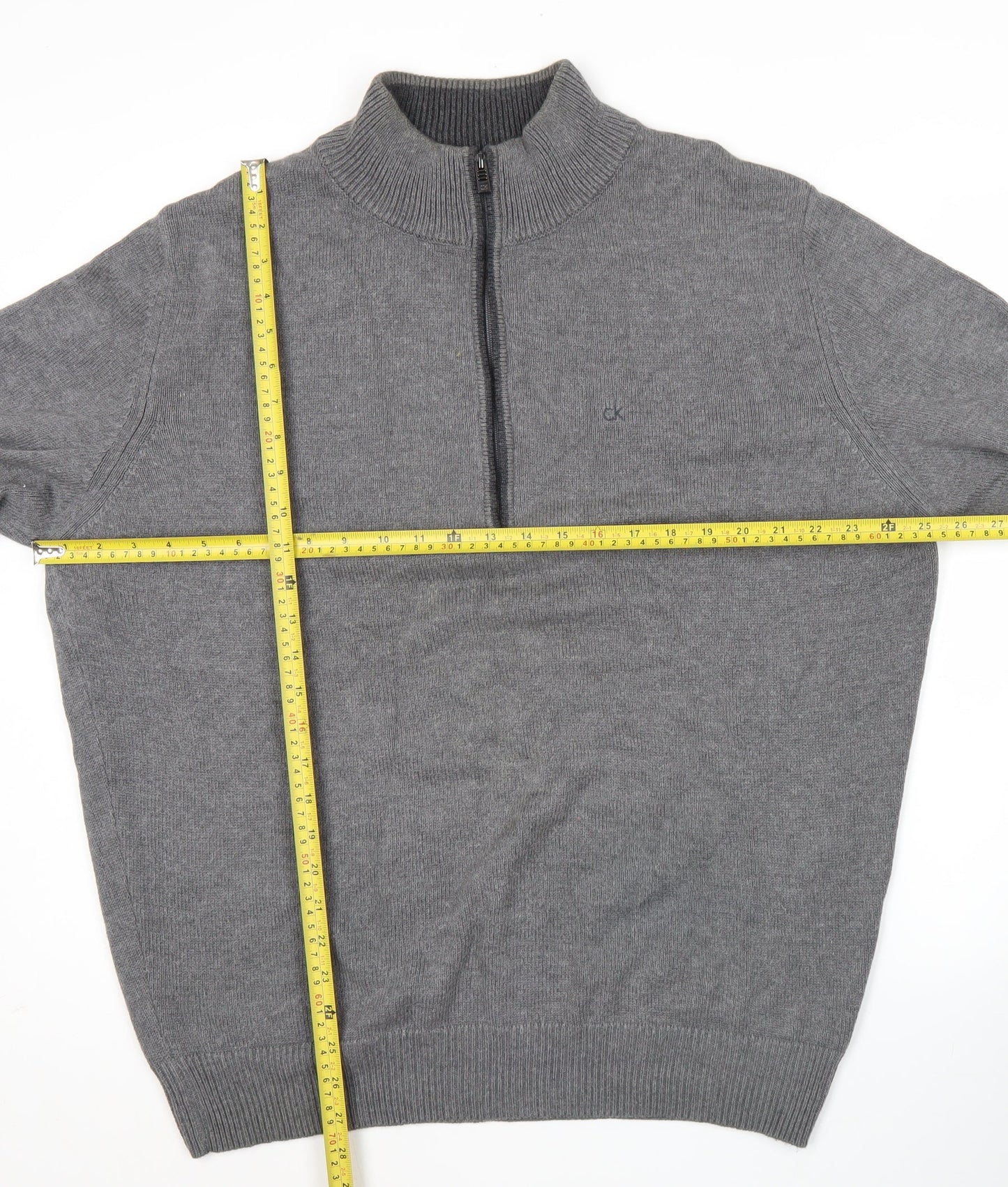 Calvin Klein Mens XL Grey Half Zip Mock Neck Jumper Golf Knit