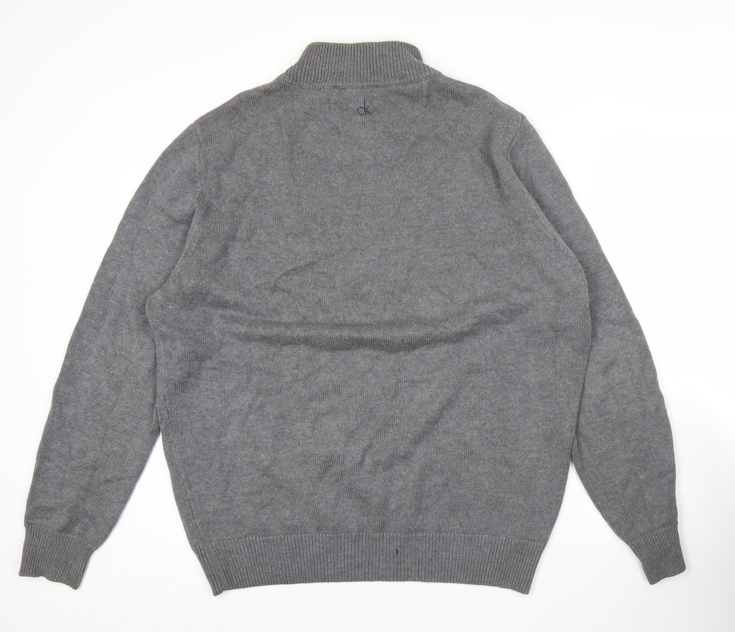Calvin Klein Mens XL Grey Half Zip Mock Neck Jumper Golf Knit