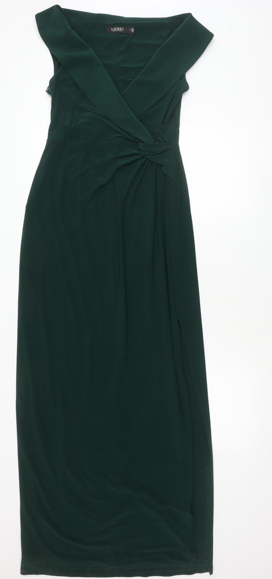 Ralph Lauren Women’s Green Size 8 Midi Sheath Dress Off Shoulder