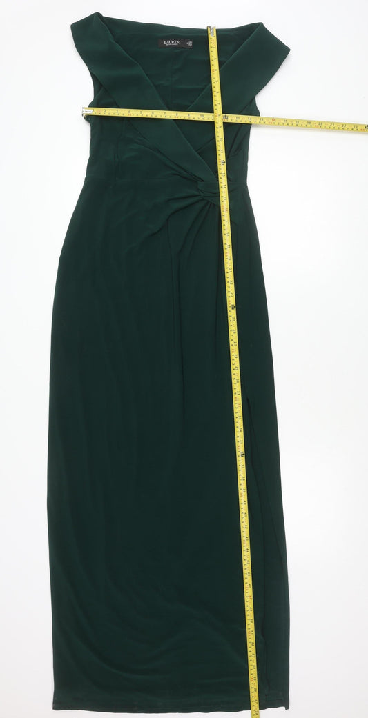 Ralph Lauren Women’s Green Size 8 Midi Sheath Dress Off Shoulder