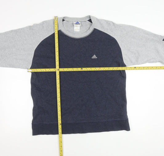 Adidas Men’s Grey Blue Sweatshirt Medium Regular Fit Crew Neck