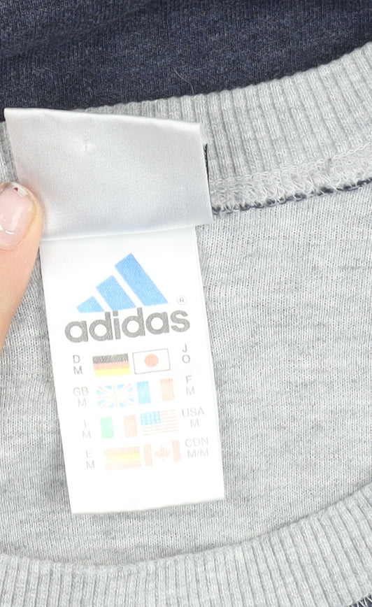 Adidas Men’s Grey Blue Sweatshirt Medium Regular Fit Crew Neck