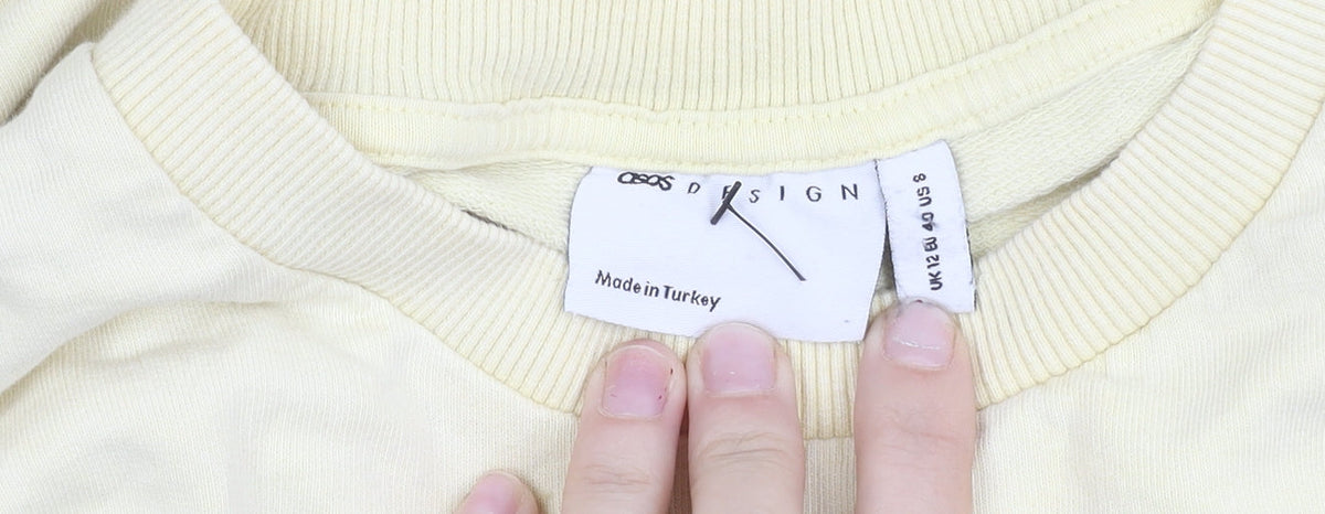 Additional view of ASOS Women Yellow Cotton Crew Neck Pullover Sweatshirt UK 12