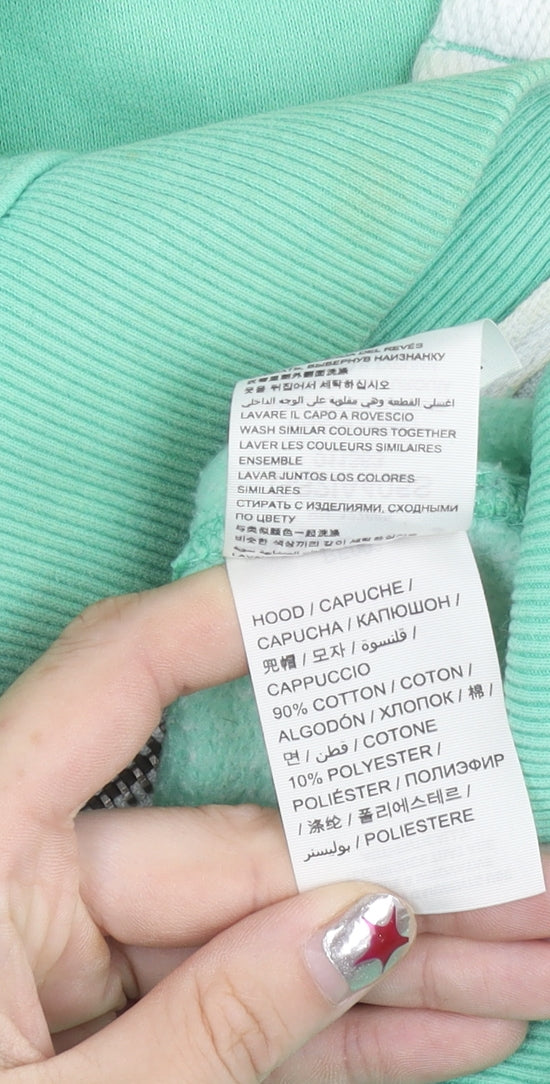 Superdry Women Green Hooded Zip Jacket M Cotton Blend Casual