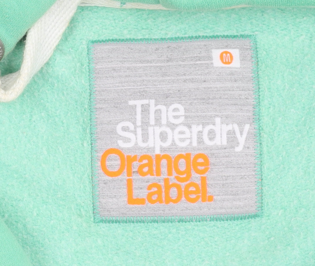 Superdry Women Green Hooded Zip Jacket M Cotton Blend Casual