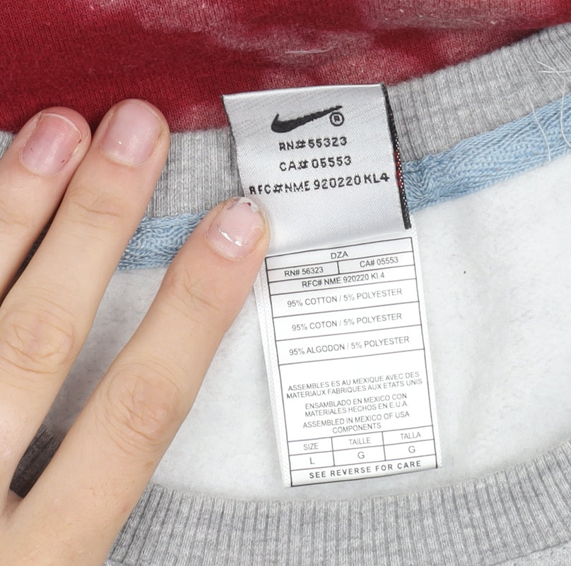Nike Mens Grey Red Graphic Logo Sweatshirt L Pullover Retro Sports