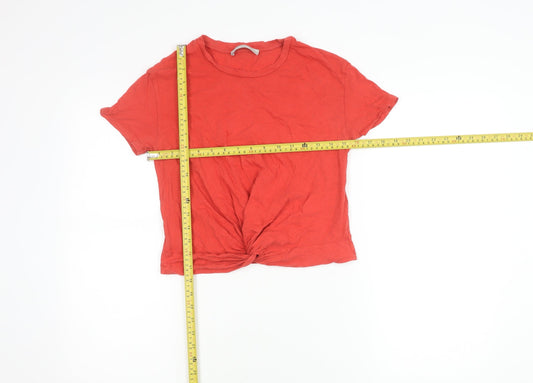 AllSaints Women Red Cotton Short Sleeve T-Shirt Size S Casual