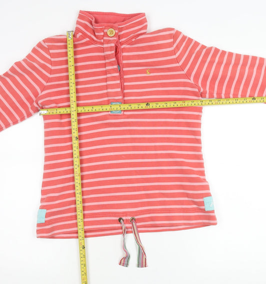 Joules Women’s Pink Striped Cotton Henley Sweatshirt Size 12