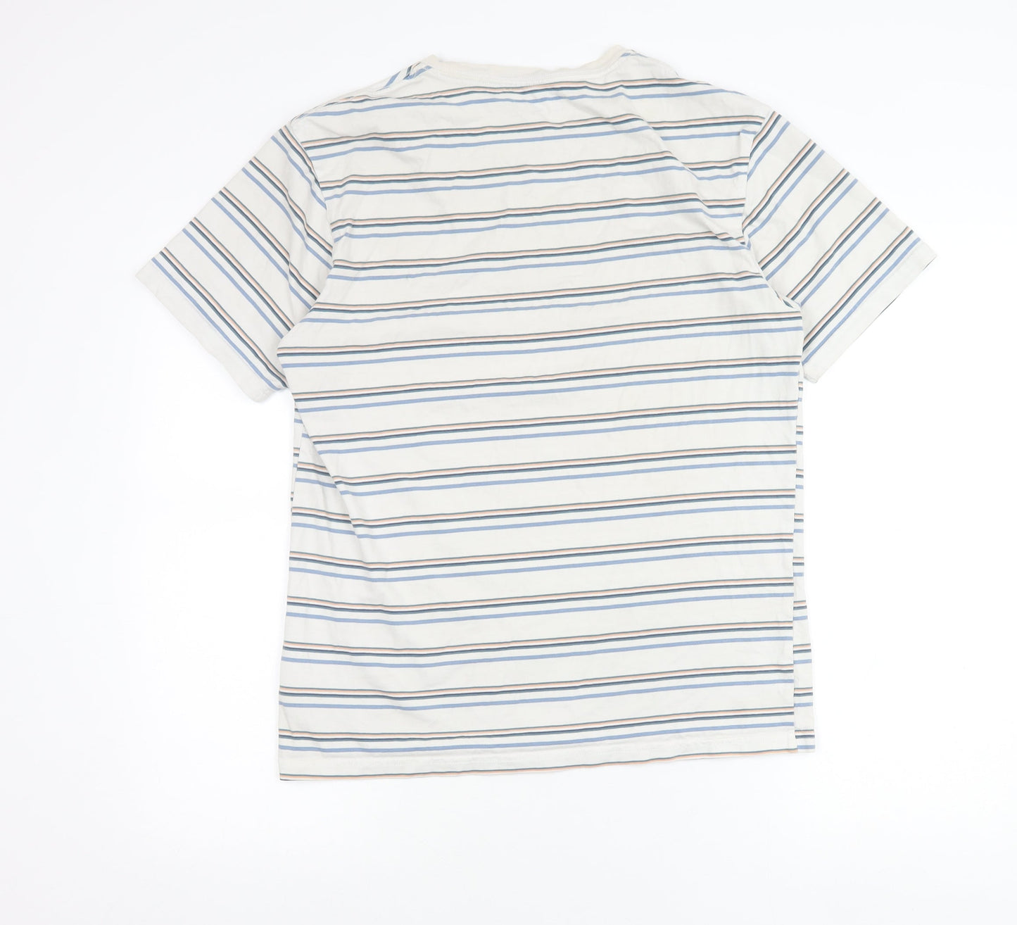 Columbia Men’s Beige Striped Cotton T-Shirt Size M Logo Tee