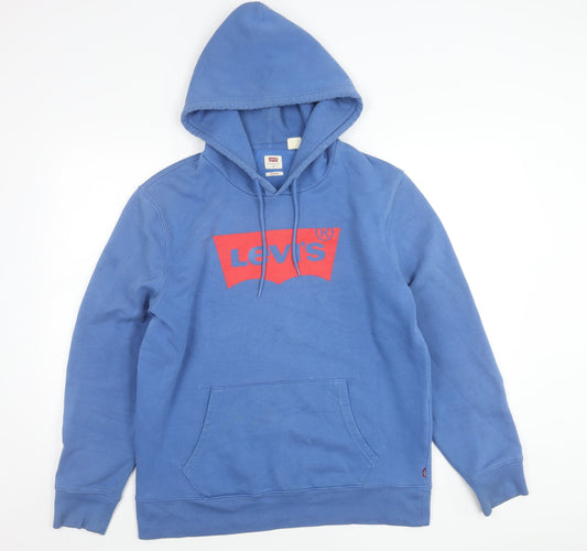 Levi's Men's Blue Pullover Hoodie M Classic Logo Graphic Fleece