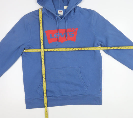 Levi's Men's Blue Pullover Hoodie M Classic Logo Graphic Fleece