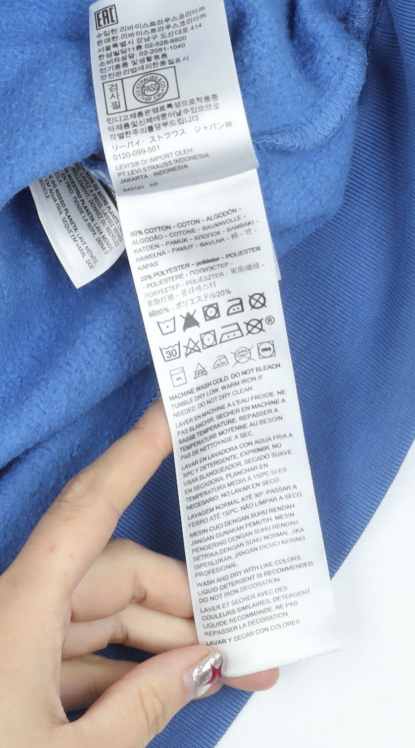 Levi's Men's Blue Pullover Hoodie M Classic Logo Graphic Fleece