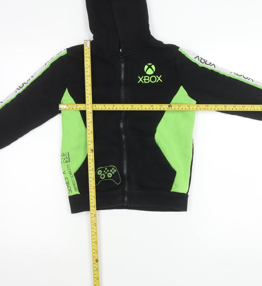 Xbox Boys Black 7 Years Full Zip Hoodie Jacket with Green Panels