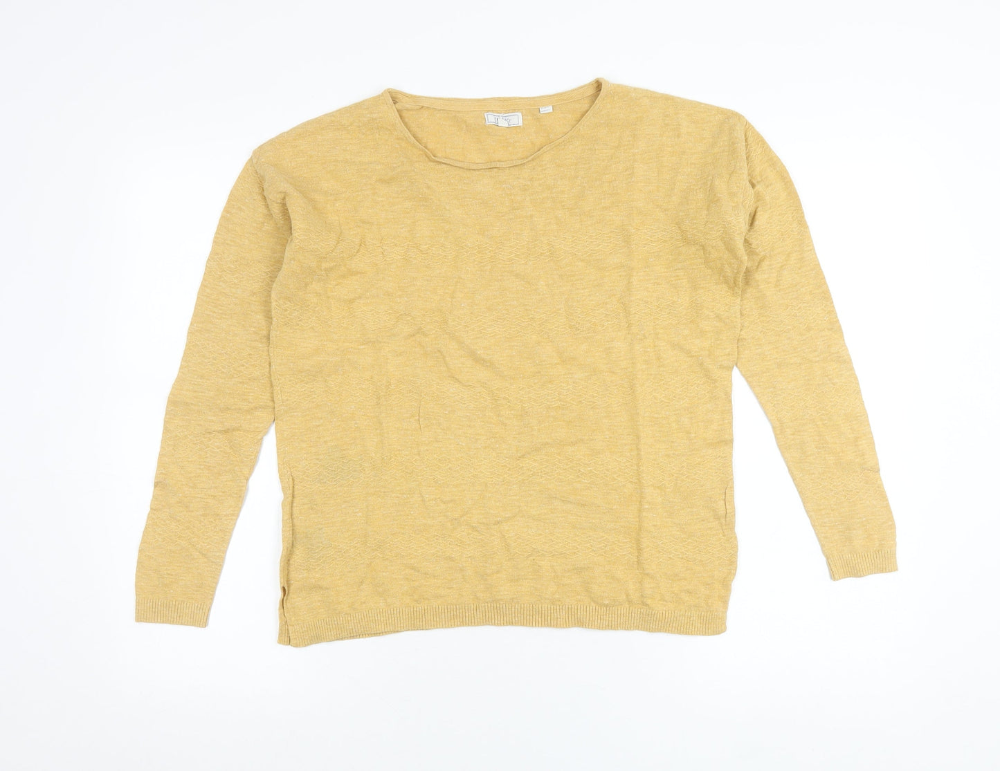 Fat Face Womens Yellow Pullover Jumper Size 8 Crew Neck Long Sleeve