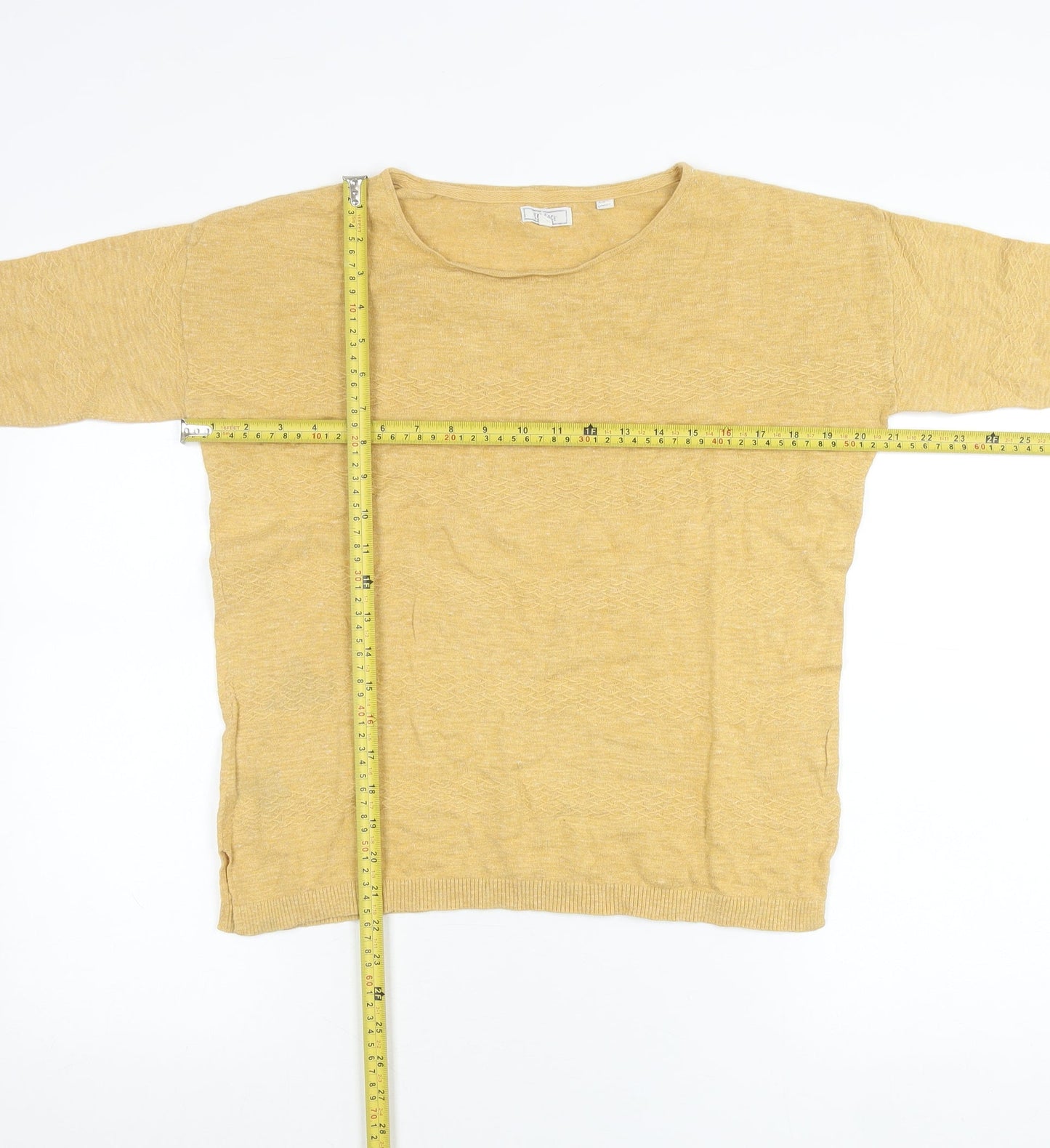 Fat Face Womens Yellow Pullover Jumper Size 8 Crew Neck Long Sleeve