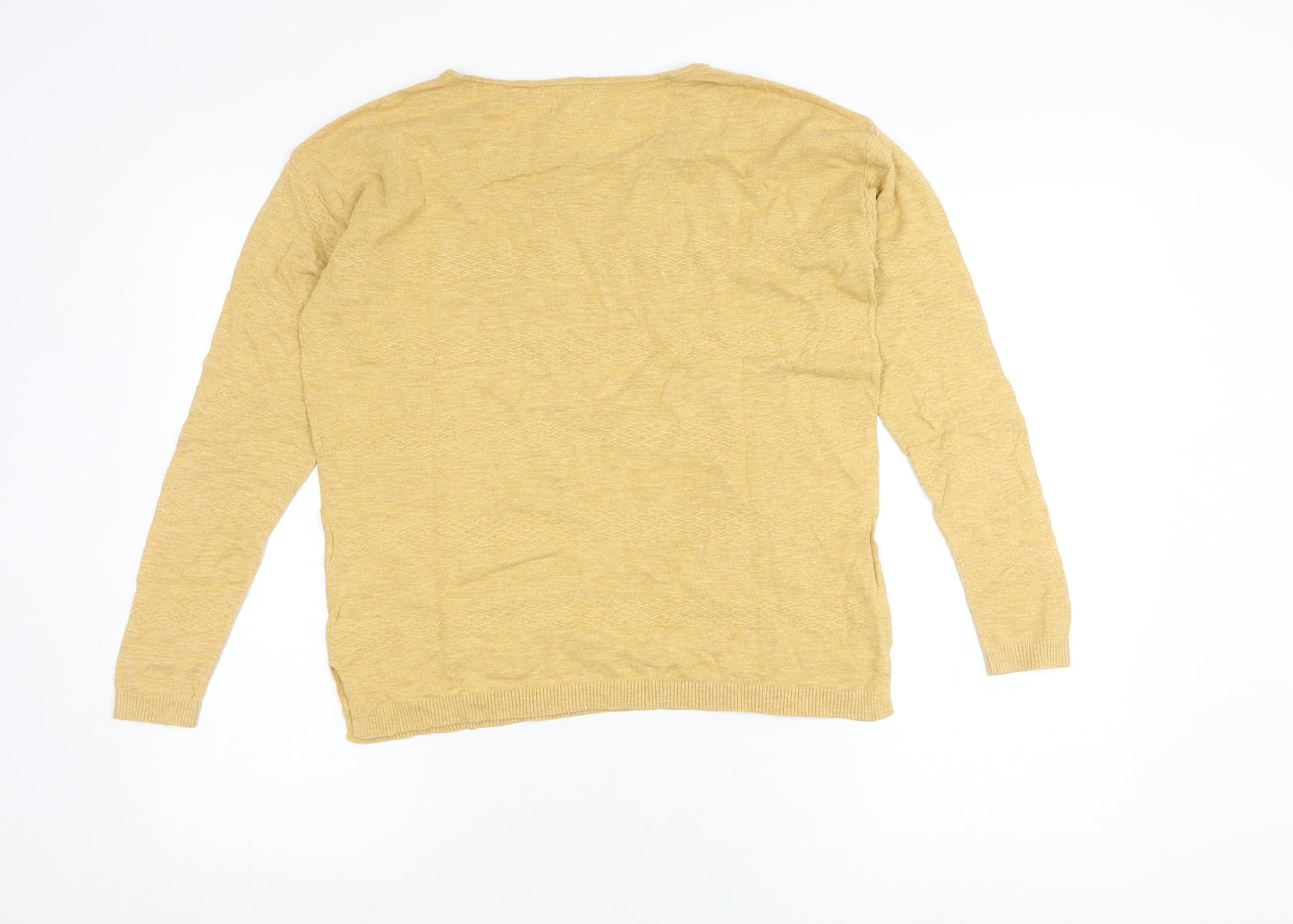 Fat Face Womens Yellow Pullover Jumper Size 8 Crew Neck Long Sleeve