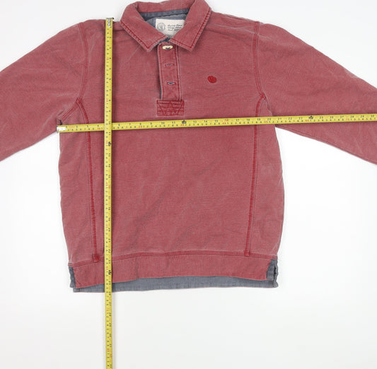Fat Face Men’s Red Collared Henley Sweatshirt Size M Cotton