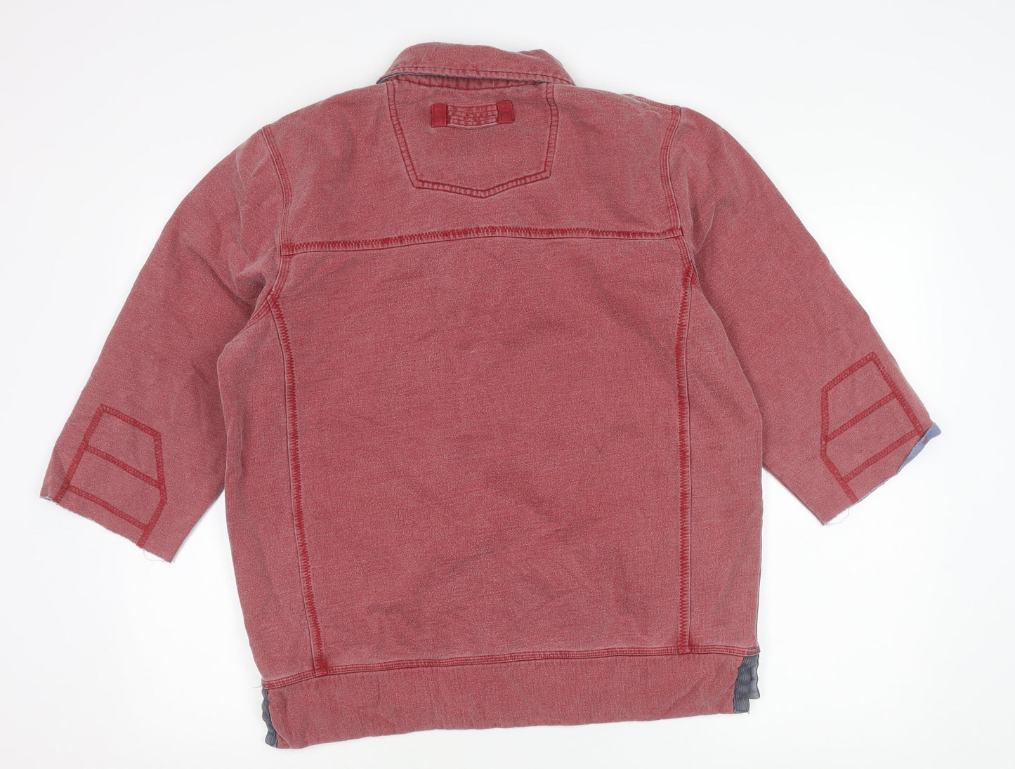 Fat Face Men’s Red Collared Henley Sweatshirt Size M Cotton