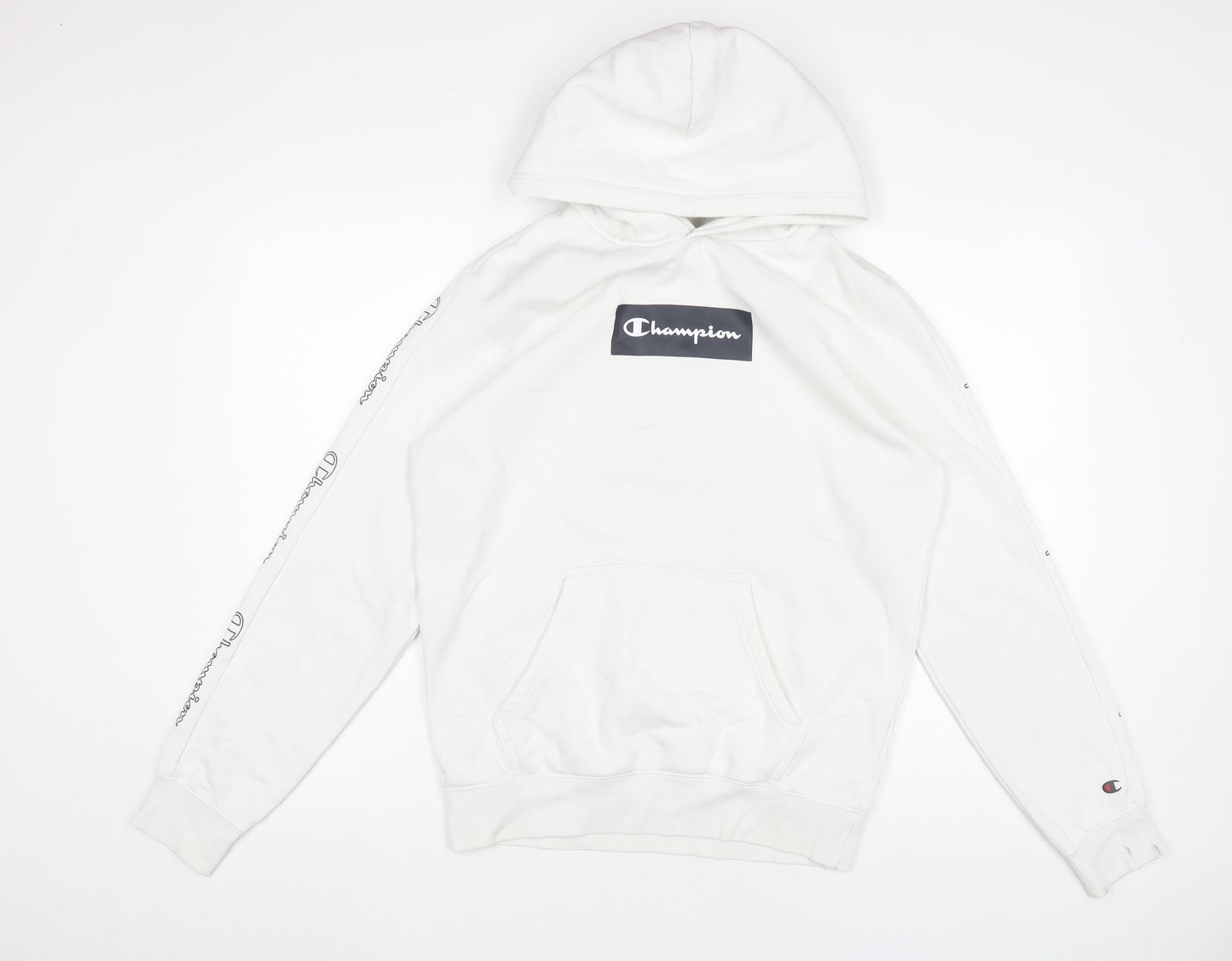 Champion Men's White Pullover Hoodie M Logo Graphic Sportswear