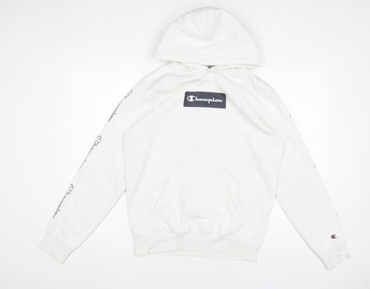 Champion Men's White Pullover Hoodie M Logo Graphic Sportswear
