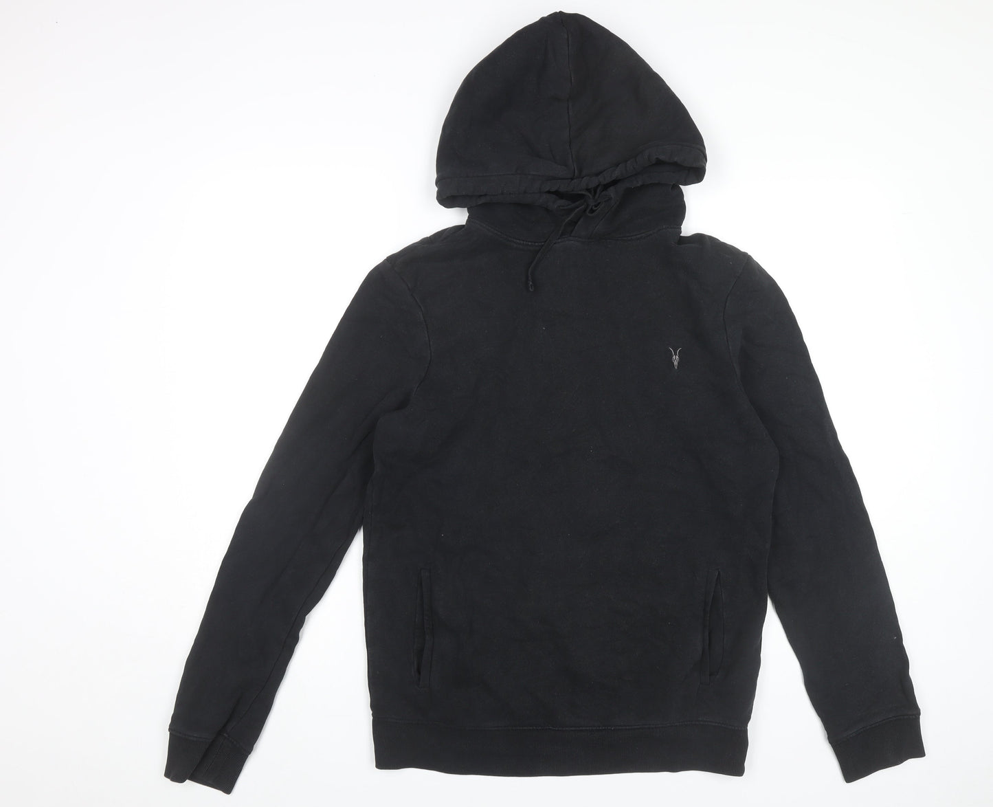 AllSaints Mens Black Small Pullover Hoodie Cotton Regular Fit