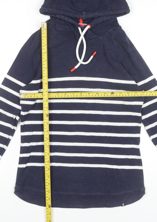 Joules Women’s Blue Striped Cotton Hoodie UK 12 Regular Fit