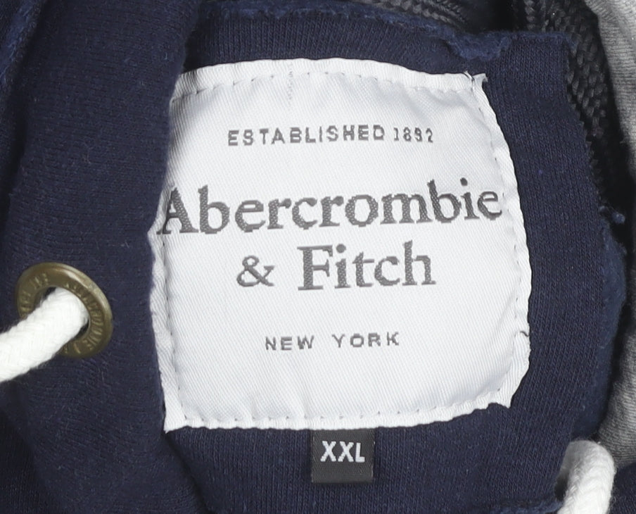 Abercrombie & Fitch Men’s Blue Pullover Hoodie 2XL Logo Graphic