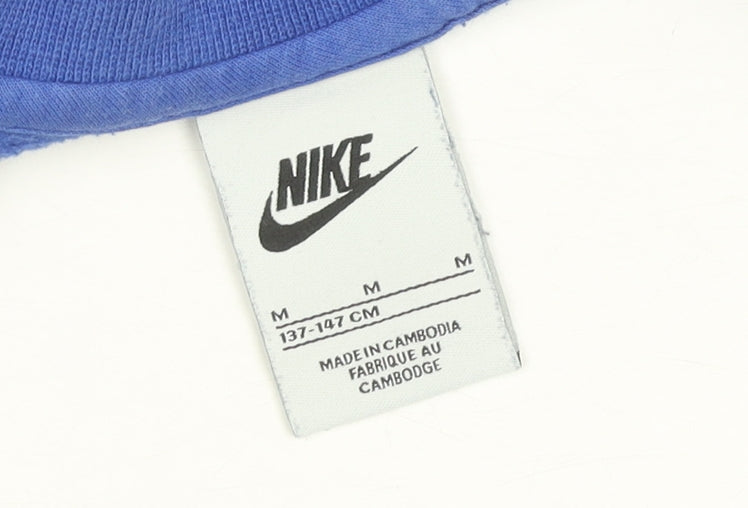 Nike Boys Blue Pullover Sweatshirt M 10-11Y Long Sleeve Logo Graphic