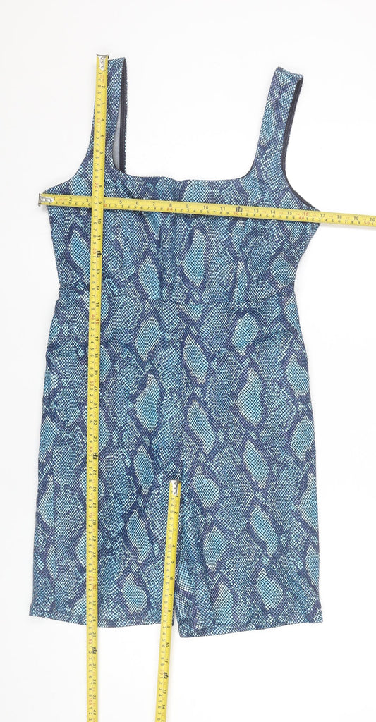 ASOS Women Blue Animal Print Sleeveless Playsuit UK 12
