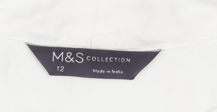 Marks and Spencer Women’s White Viscose Blouse Size 12 Long Sleeve