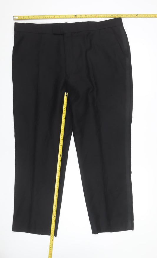Jeff Banks Men's Black Wool Dress Pants 42in Waist Regular Fit