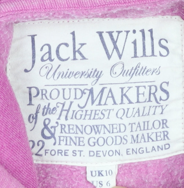 Jack Wills Womens Pink Hoodie UK 10 Cotton Blend Pullover