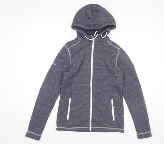 Trespass Womens Blue Full Zip Hoodie UK 12 Polyester Striped Outdoor